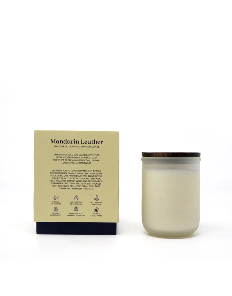 Mandarin Leather Organic Fine Fragrance Candle 255 gm