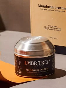 Mandarin Leather Organic Fine Fragrance Candle 150 gm